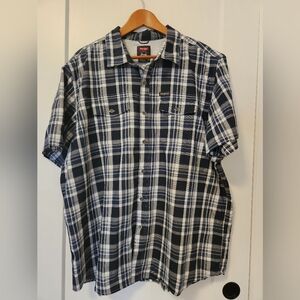 Wrangler Dress Shirt 2XL navy & white plaid